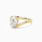 Oval V-Frame Solitaire in 14K Yellow Gold top angle