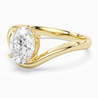 Oval V-Frame Solitaire in 14K Yellow Gold top angle
