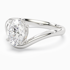 Oval V-Frame Solitaire in 18K White Gold top angle