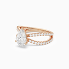 Pear Split Pavé Bypass Solitaire in 14K Rose Gold top angle