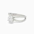 Pear Split Pavé Bypass Solitaire in 18K White Gold top angle