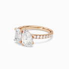 Emerald & Pear Accented Toi Et Moi in 14K Rose Gold top angle