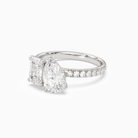 Emerald & Pear Accented Toi Et Moi in 18K White Gold top angle