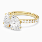 Oval & Pear Accented Toi Et Moi in 18K Yellow Gold top angle