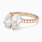 Pear & Pear Accented Toi Et Moi in 14K Rose Gold top angle