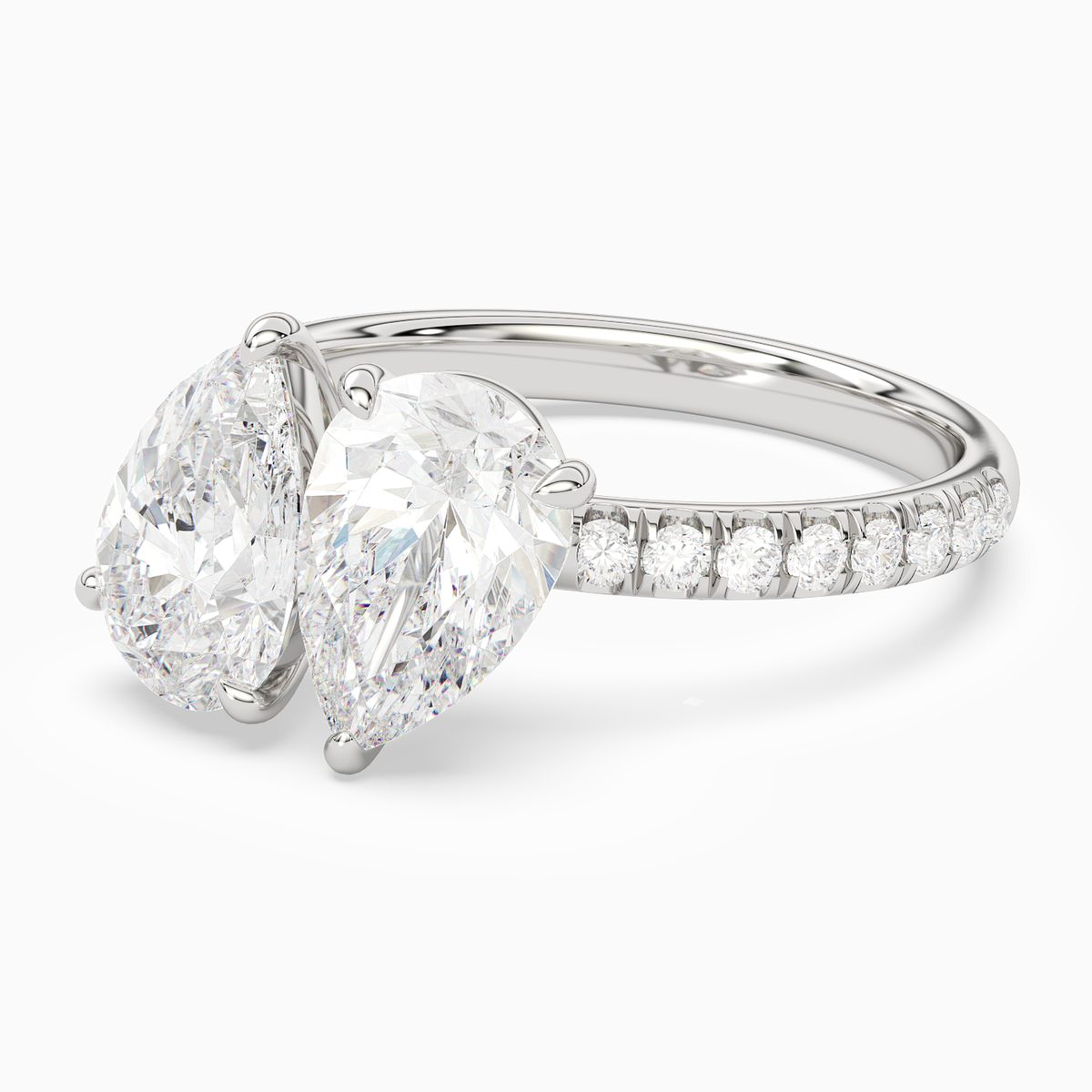 Pear & Pear Accented Toi Et Moi in 14K White Gold top angle