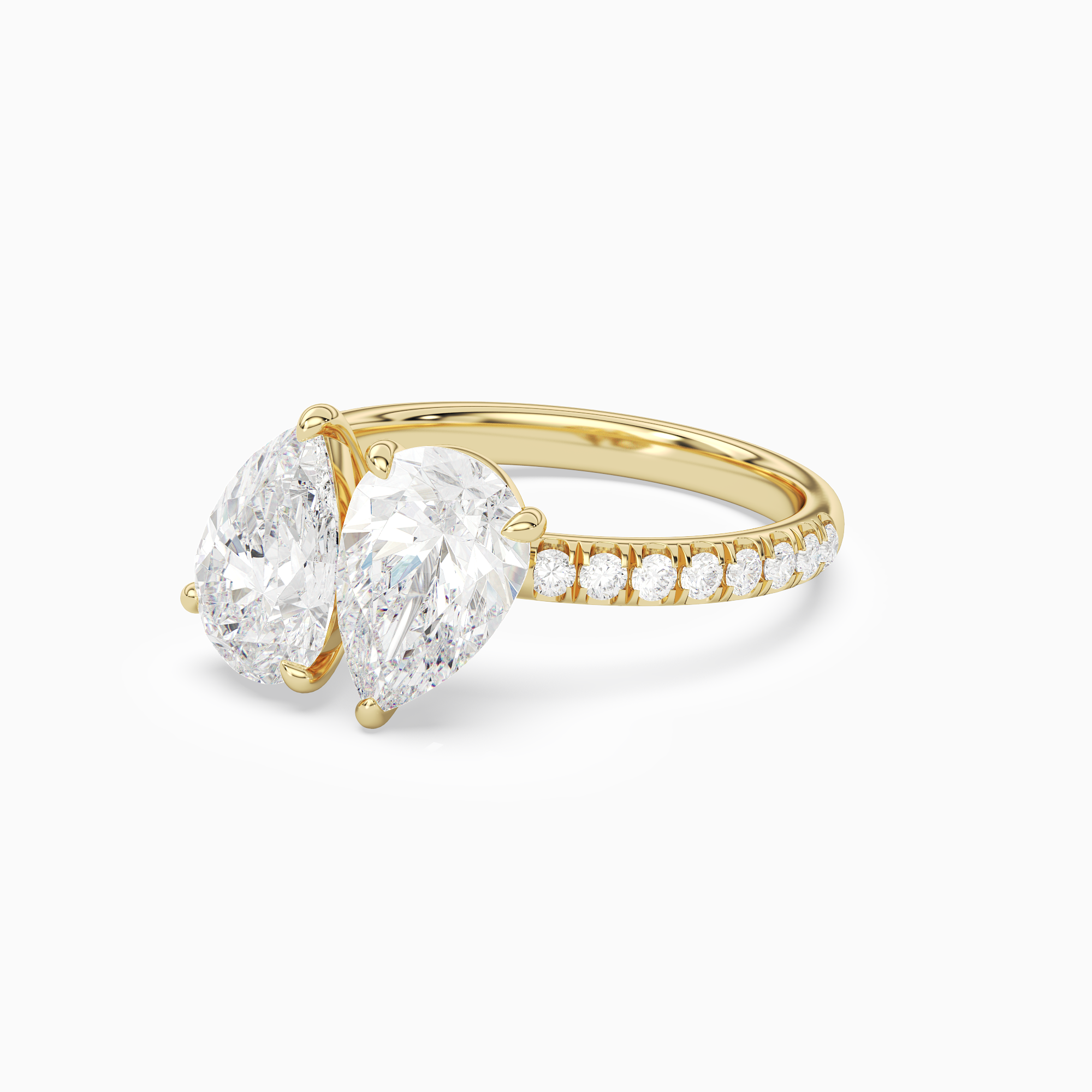 Pear & Pear Accented Toi Et Moi in 14K Yellow Gold top angle