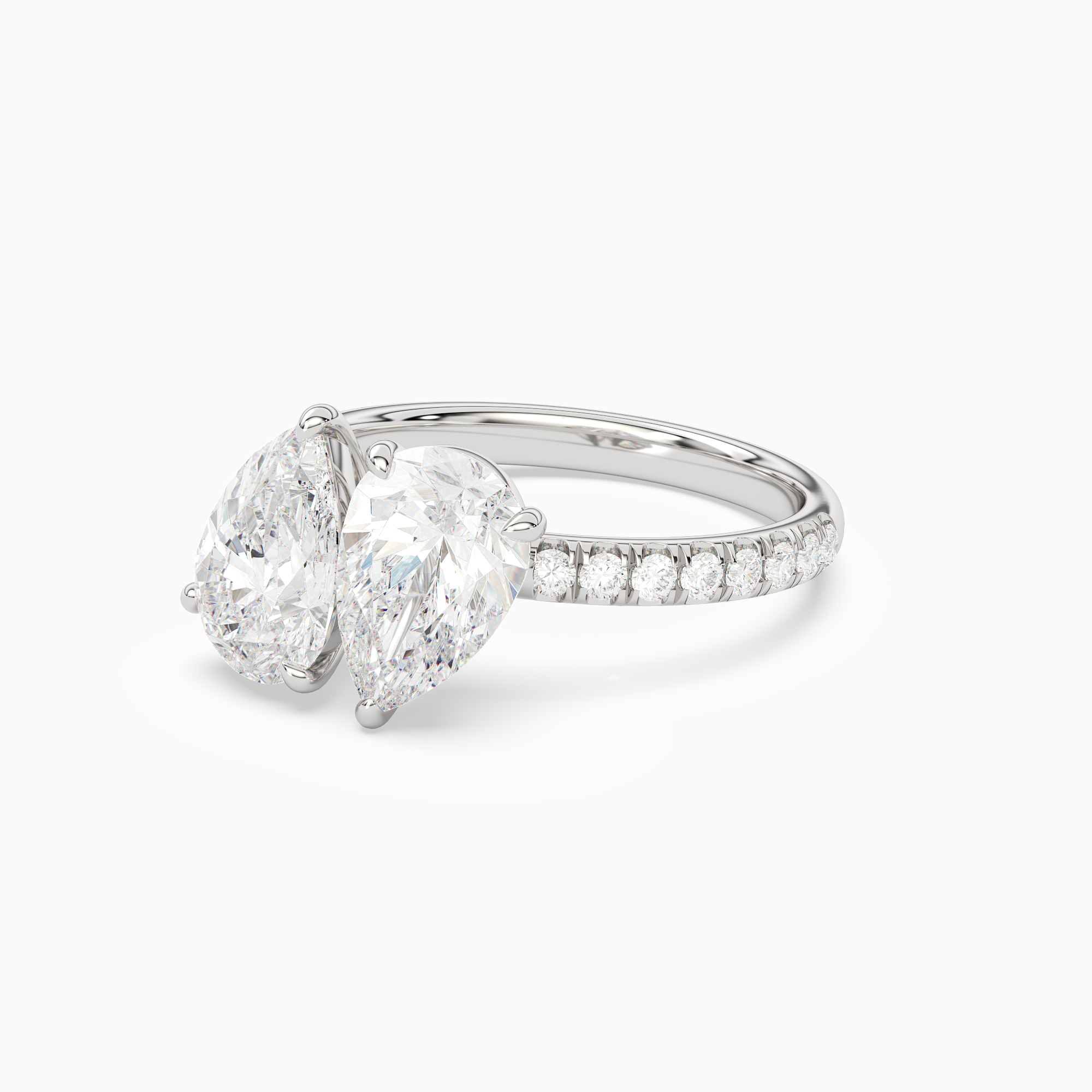 Pear & Pear Accented Toi Et Moi in Platinum top angle
