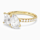 Princess & Pear Accented Toi Et Moi in 14K Yellow Gold top angle