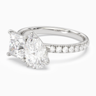 Princess & Pear Accented Toi Et Moi in 18K White Gold top angle