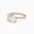 Radiant & Pear Accented Toi Et Moi in 14K Rose Gold top angle
