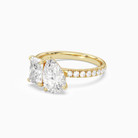 Radiant & Pear Accented Toi Et Moi in 14K Yellow Gold top angle
