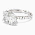 Radiant & Pear Accented Toi Et Moi in Platinum top angle