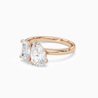 Emerald & Pear Clean Toi Et Moi in 14K Rose Gold top angle