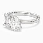 Emerald & Pear Clean Toi Et Moi in 18K White Gold top angle