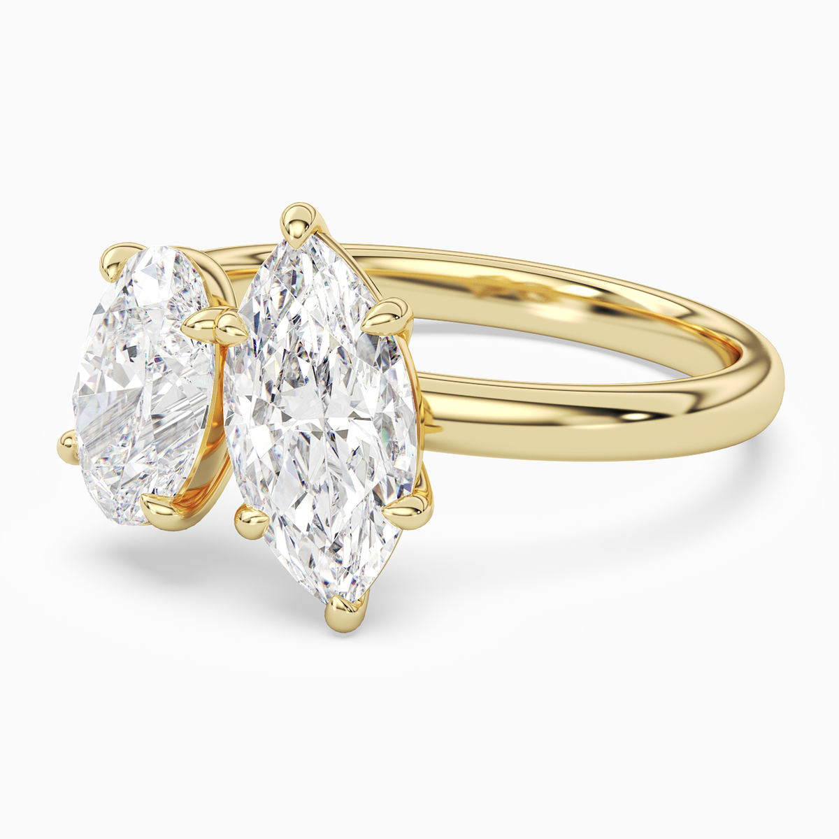 Oval & Marquise Clean Toi Et Moi in 18K Yellow Gold top angle