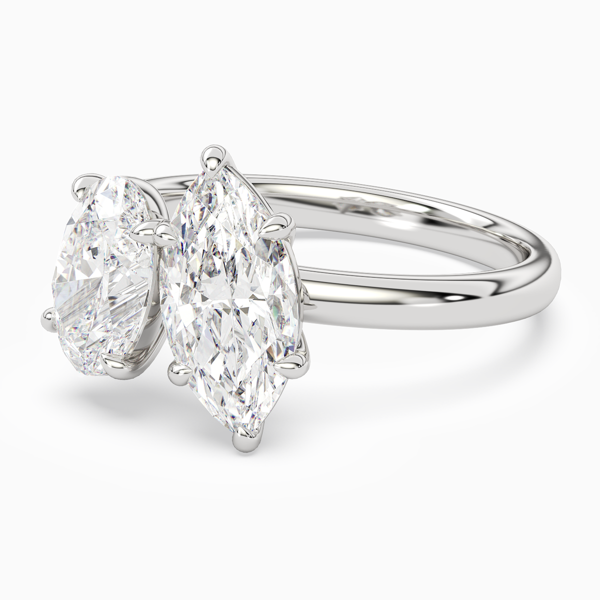 Oval & Marquise Clean Toi Et Moi in Platinum top angle