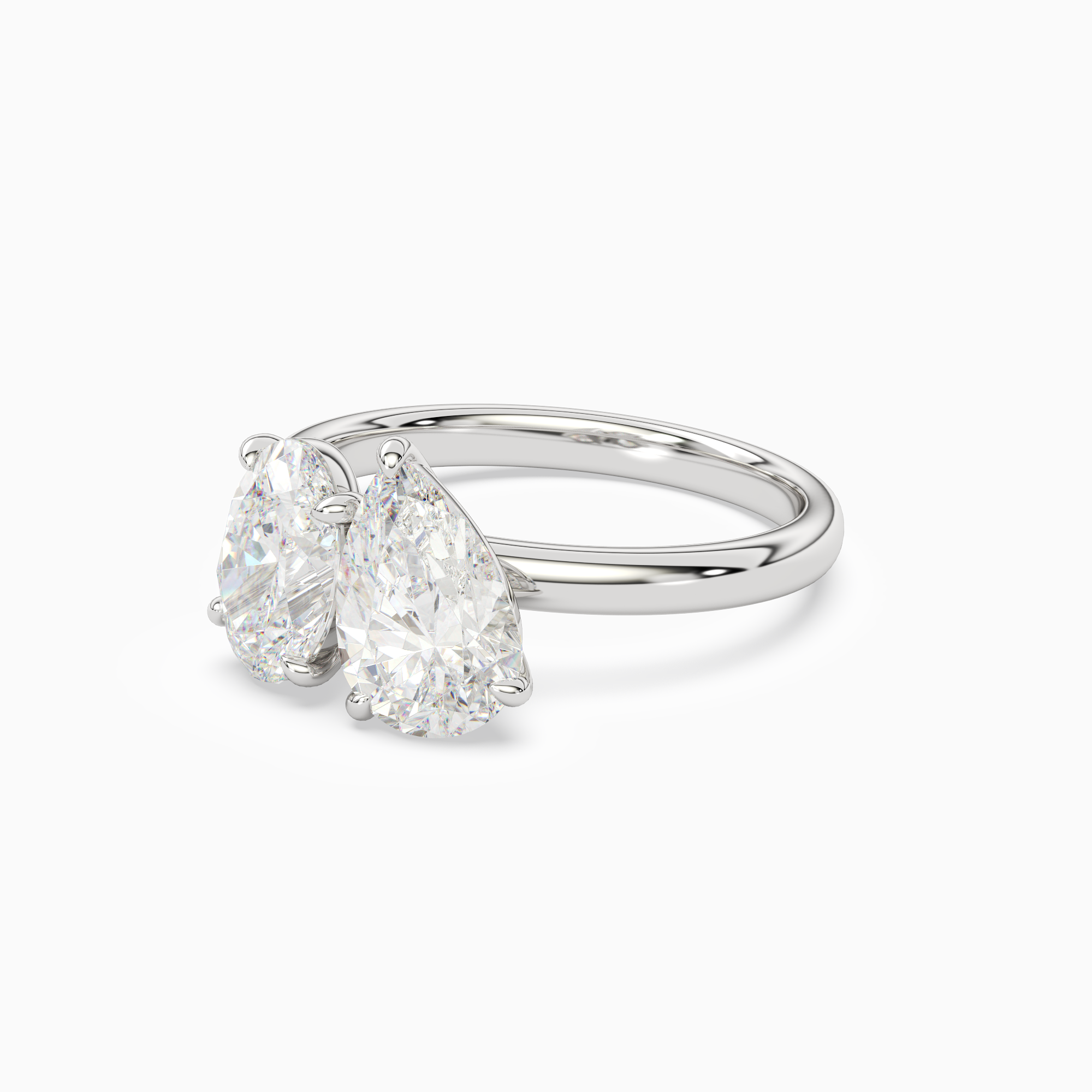 Oval & Pear Clean Toi Et Moi in 18K White Gold top angle