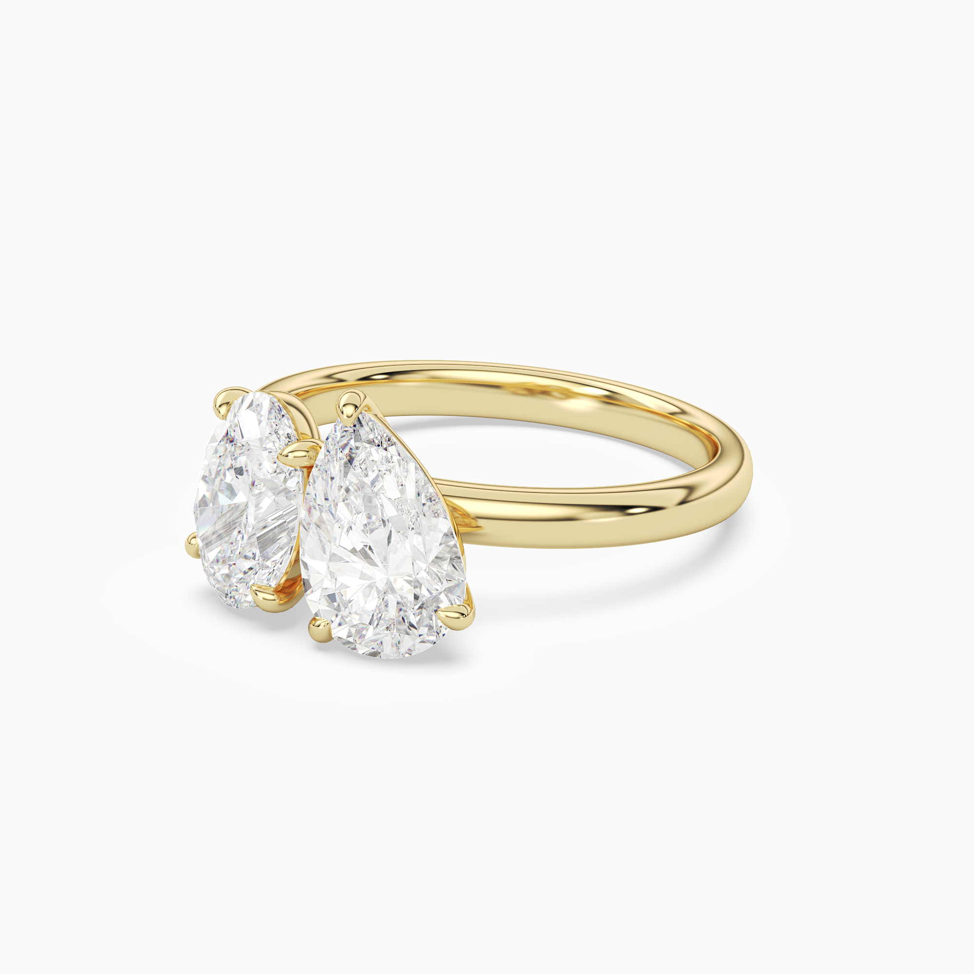 Oval & Pear Clean Toi Et Moi in 18K Yellow Gold top angle