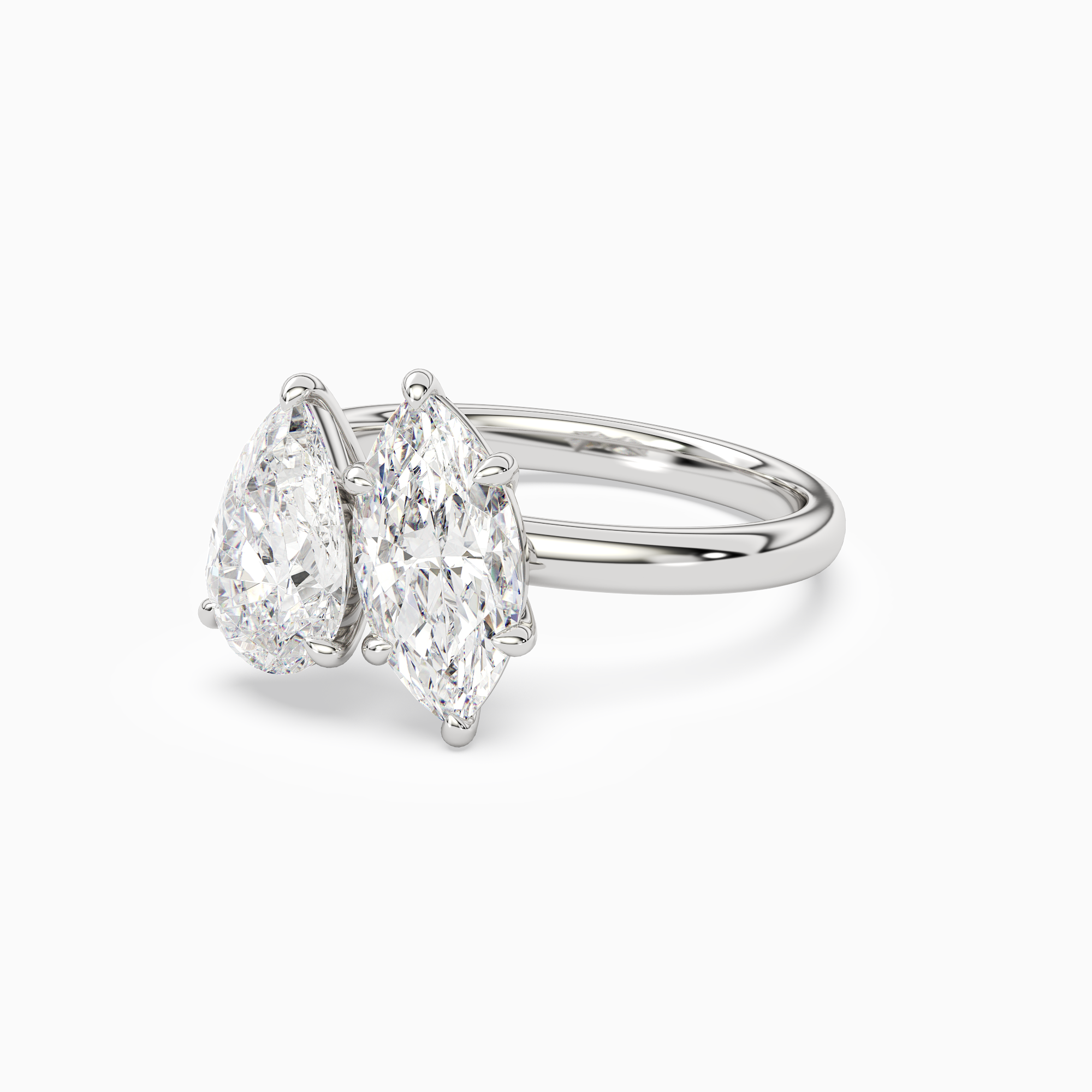 Pear & Marquise Clean Toi Et Moi in 18K White Gold top angle