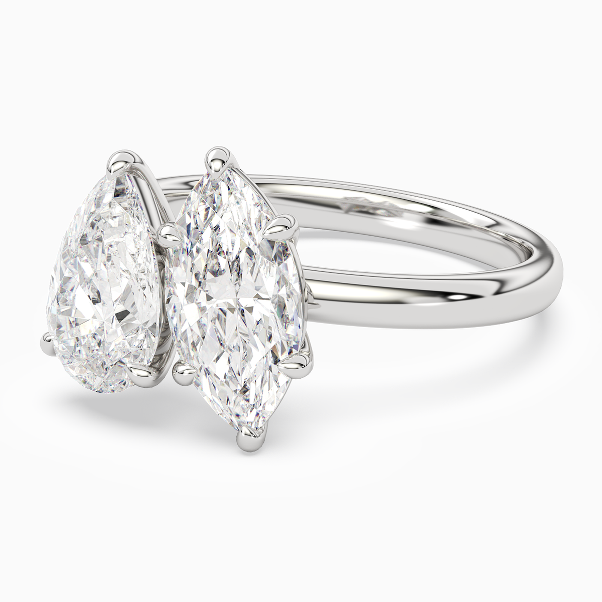 Pear & Marquise Clean Toi Et Moi in Platinum top angle