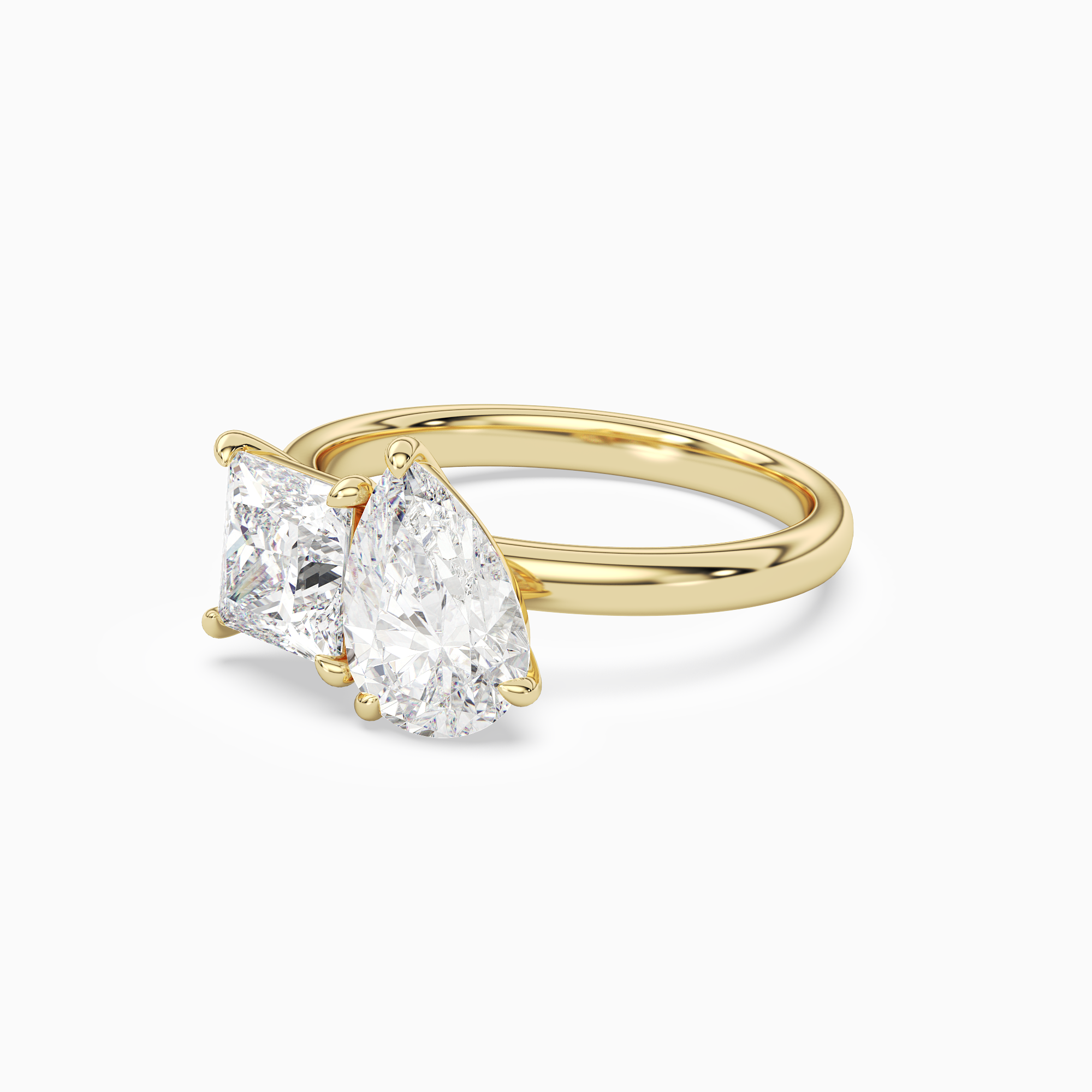 Princess & Pear Clean Toi Et Moi in 18K Yellow Gold top angle
