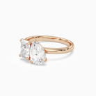 Radiant & Pear Clean Toi Et Moi in 14K Rose Gold top angle