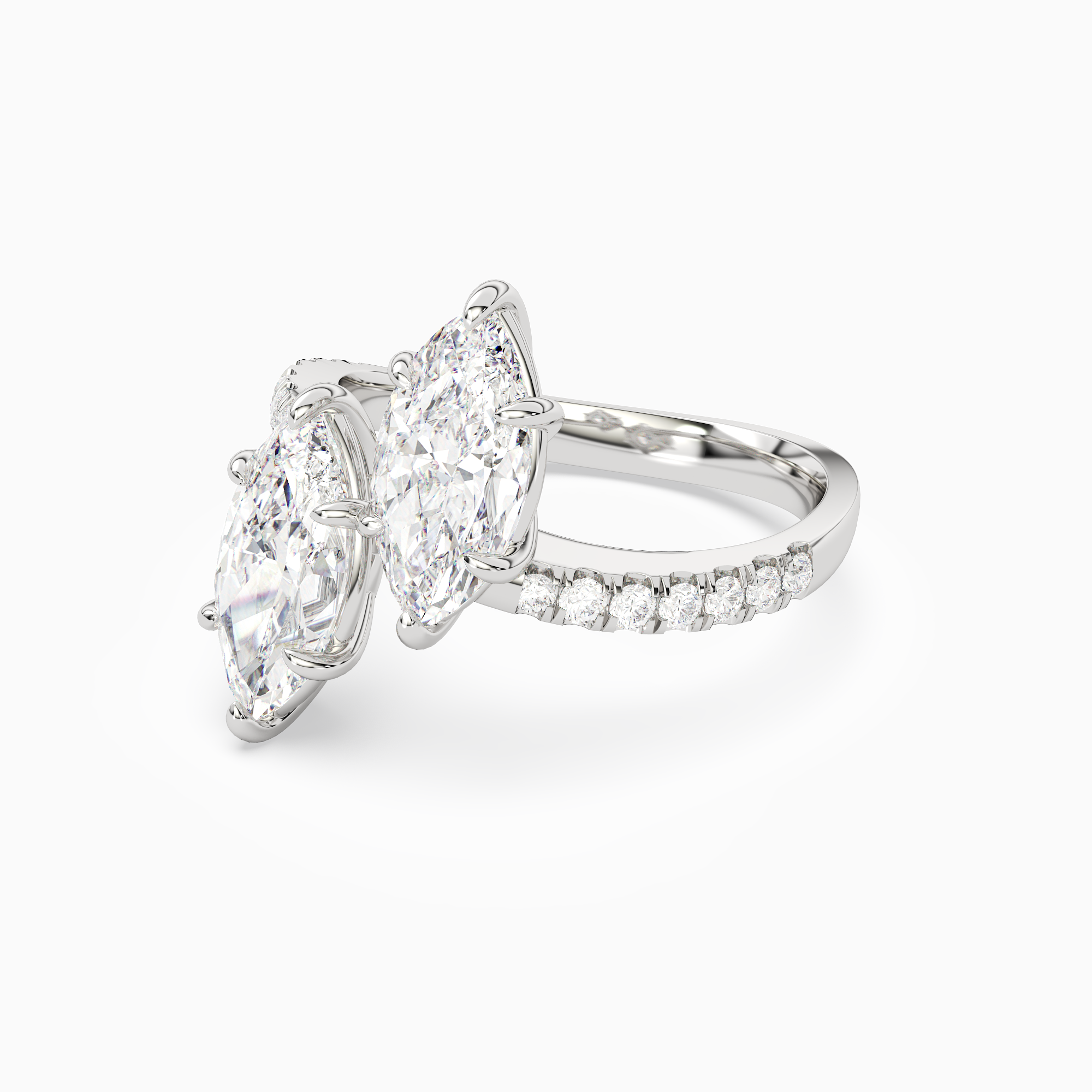 Marquise & Marquise Parallel Pavé Toi Et Moi in 14K White Gold top angle