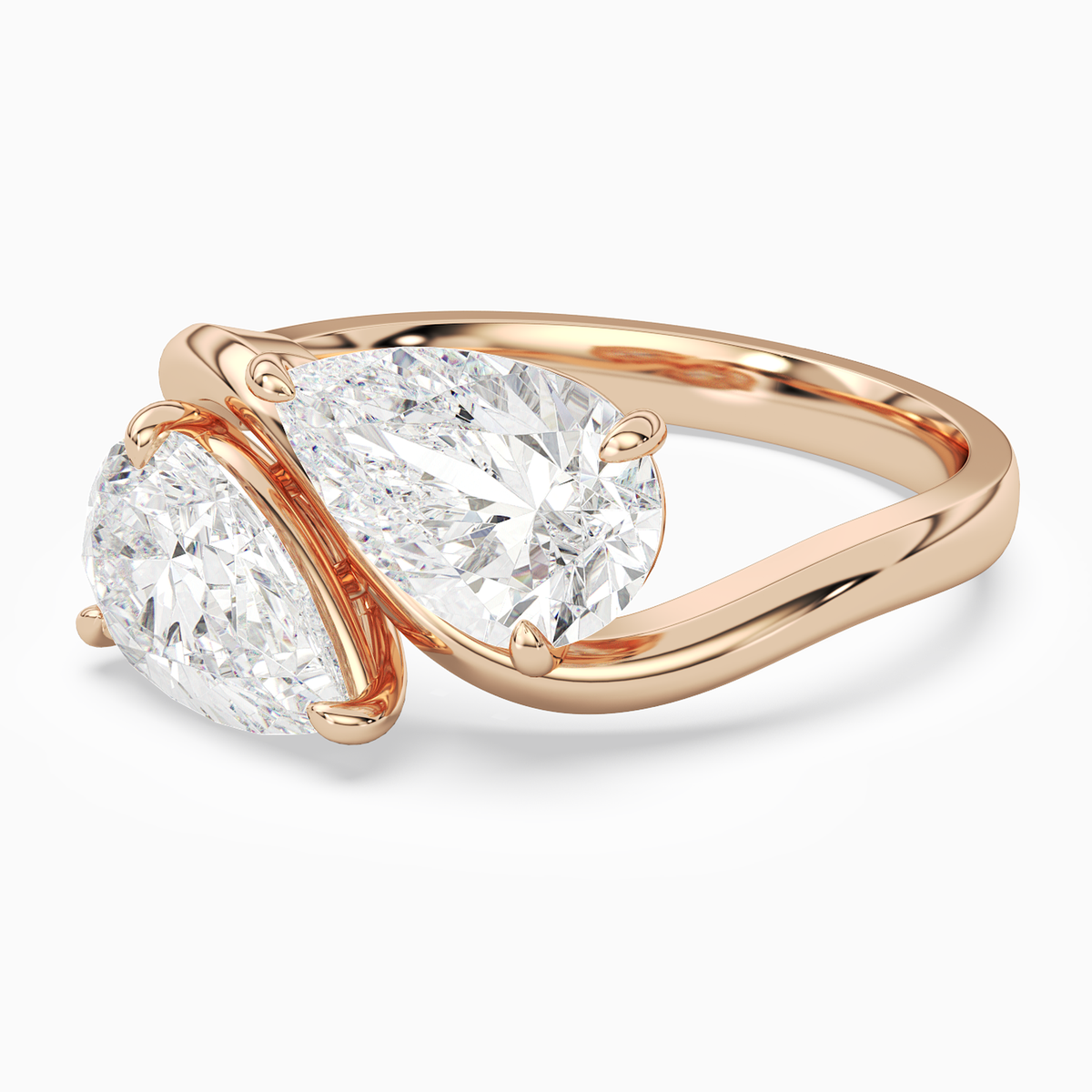 Pear & Pear Crossover Toi Et Moi Plain in 14K Rose Gold top angle