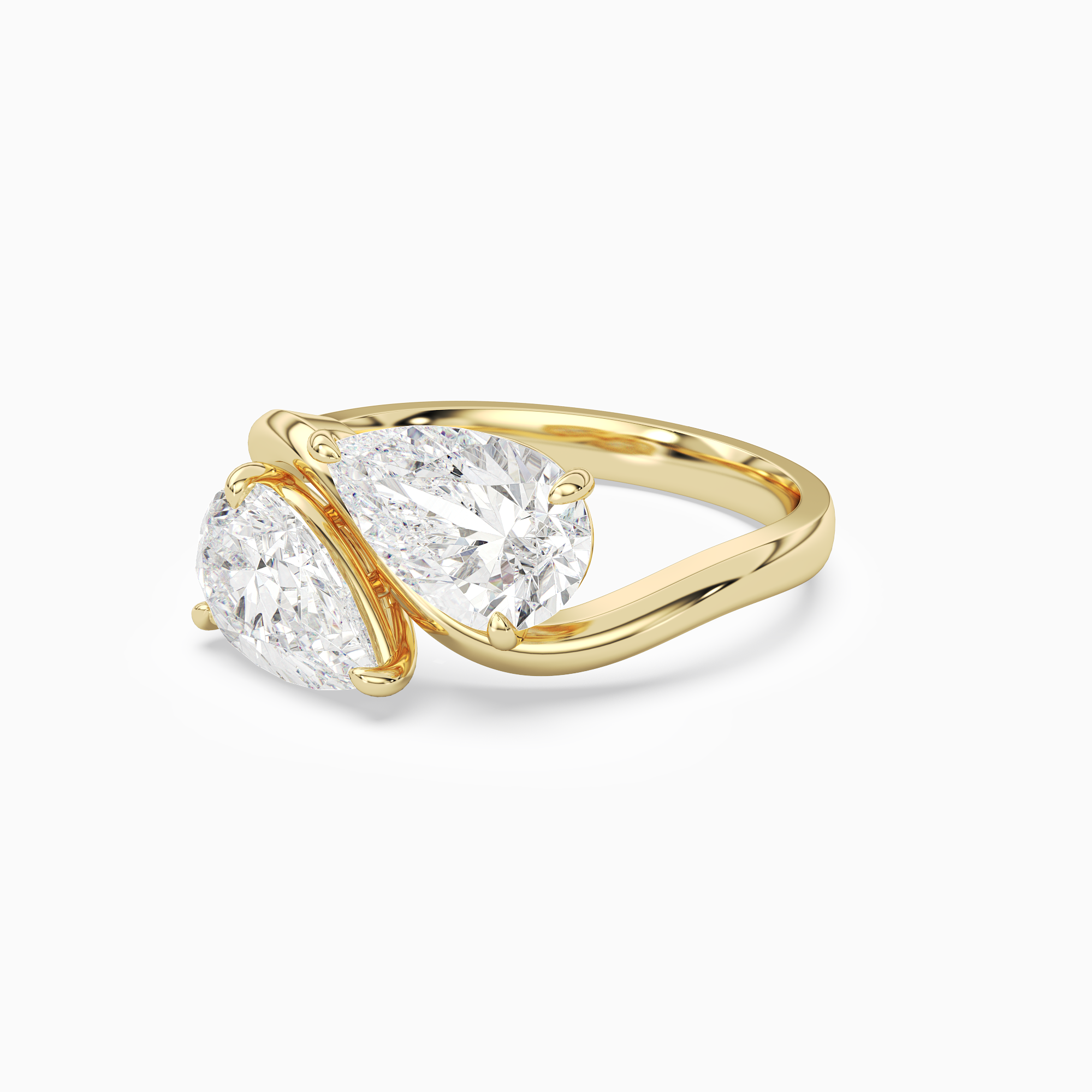 Pear & Pear Crossover Toi Et Moi Plain in 14K Yellow Gold top angle