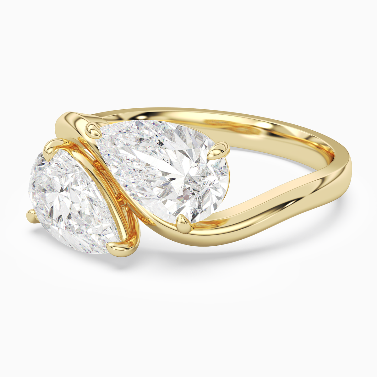Pear & Pear Crossover Toi Et Moi Plain in 18K Yellow Gold top angle