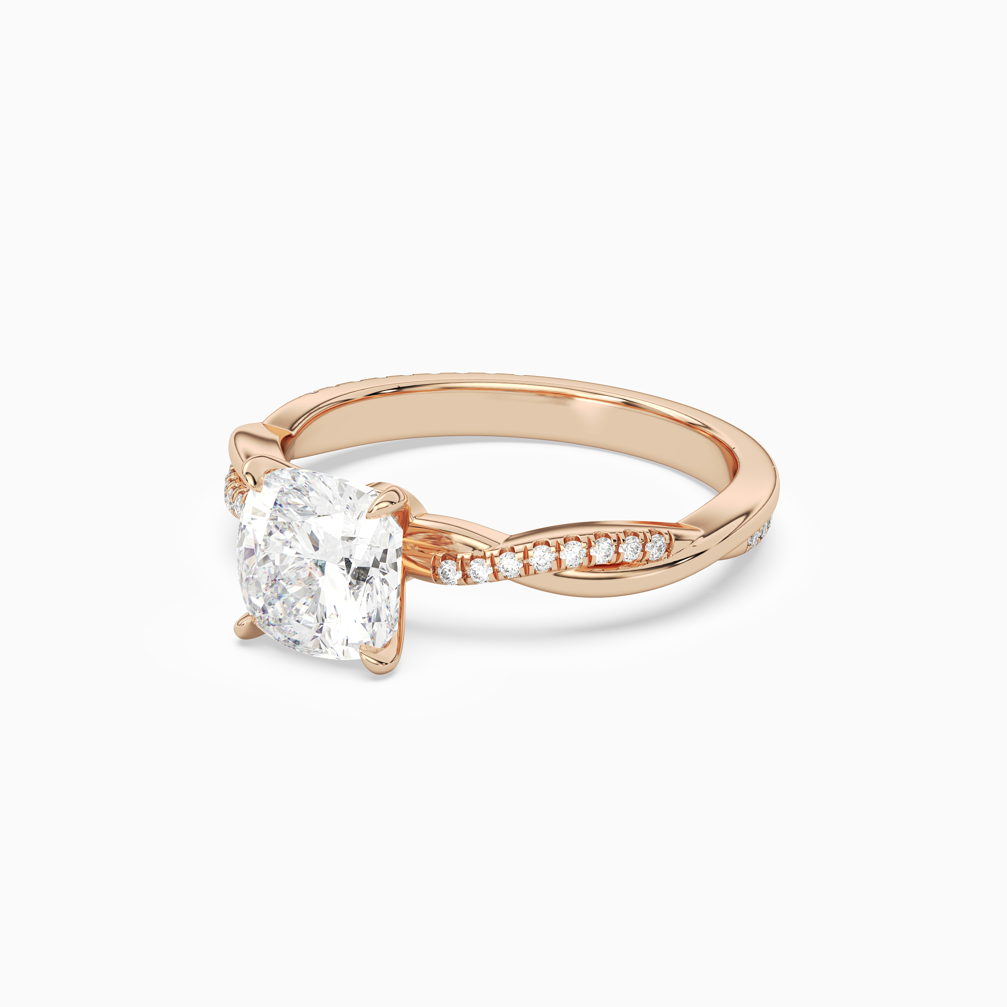 Cushion Twisted Vine Accented in 14K Rose Gold top angle