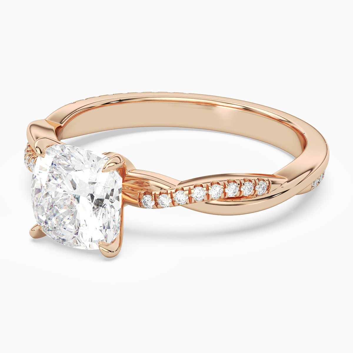 Cushion Twisted Vine Accented in 14K Rose Gold top angle