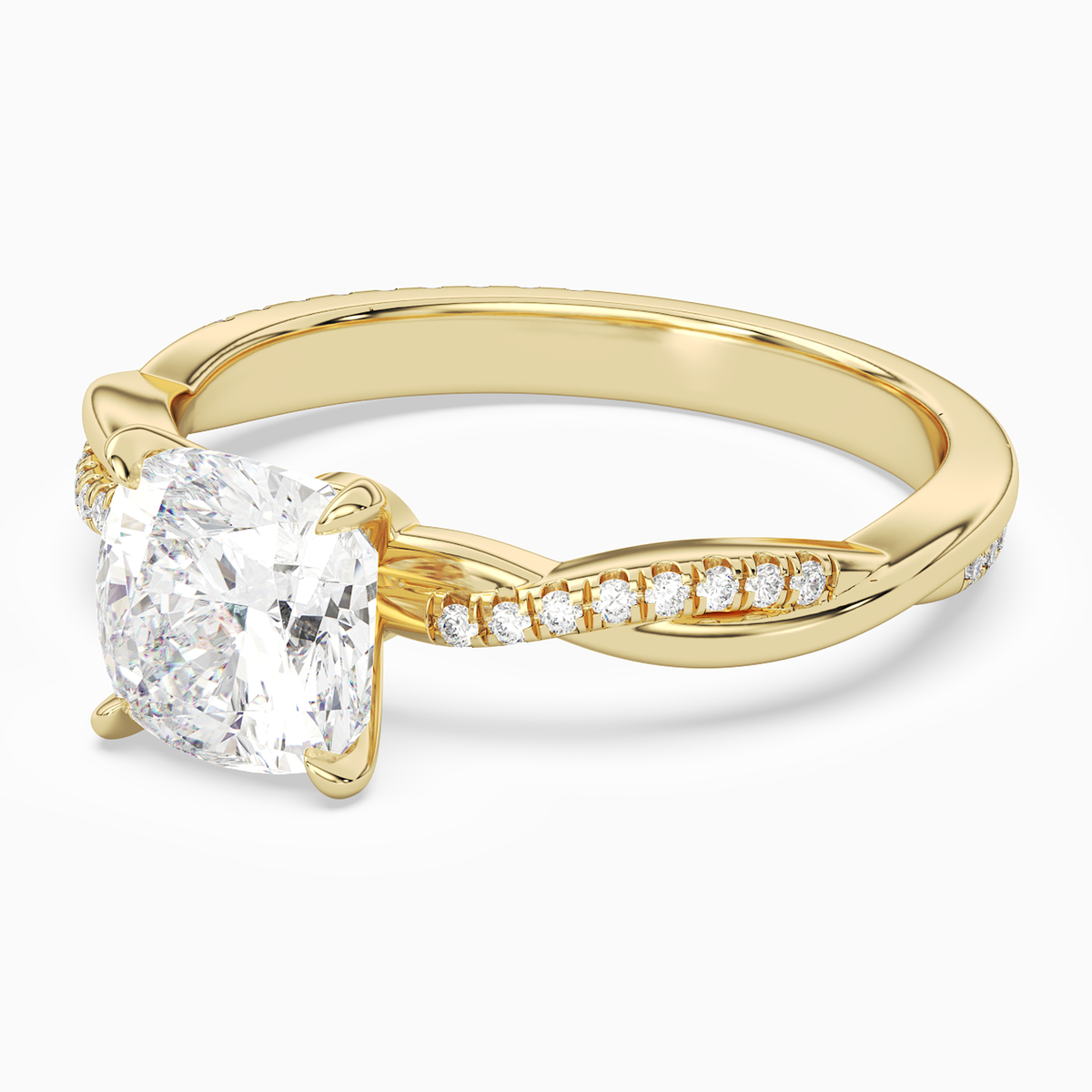 Cushion Twisted Vine Accented in 18K Yellow Gold top angle