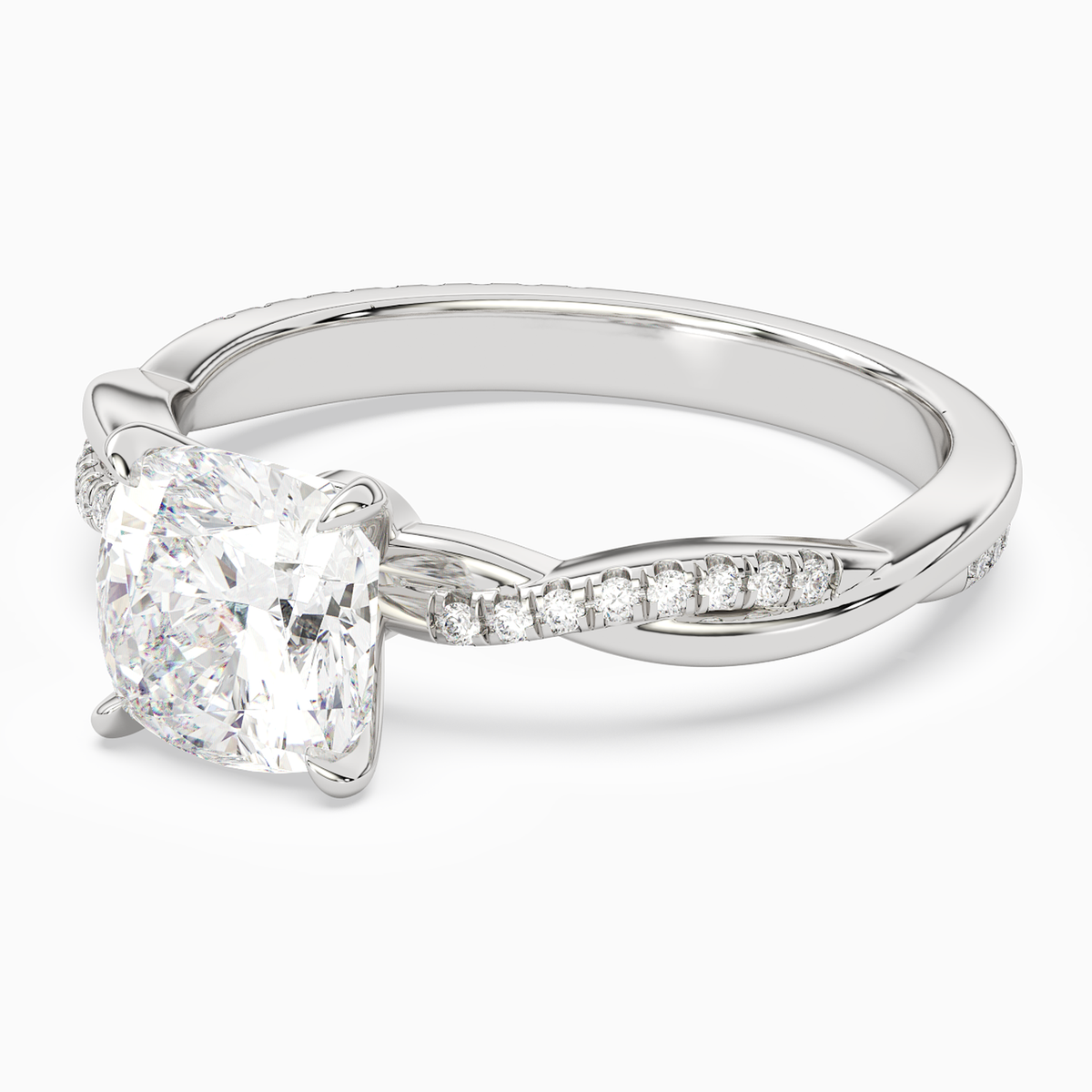 Cushion Twisted Vine Accented in Platinum top angle