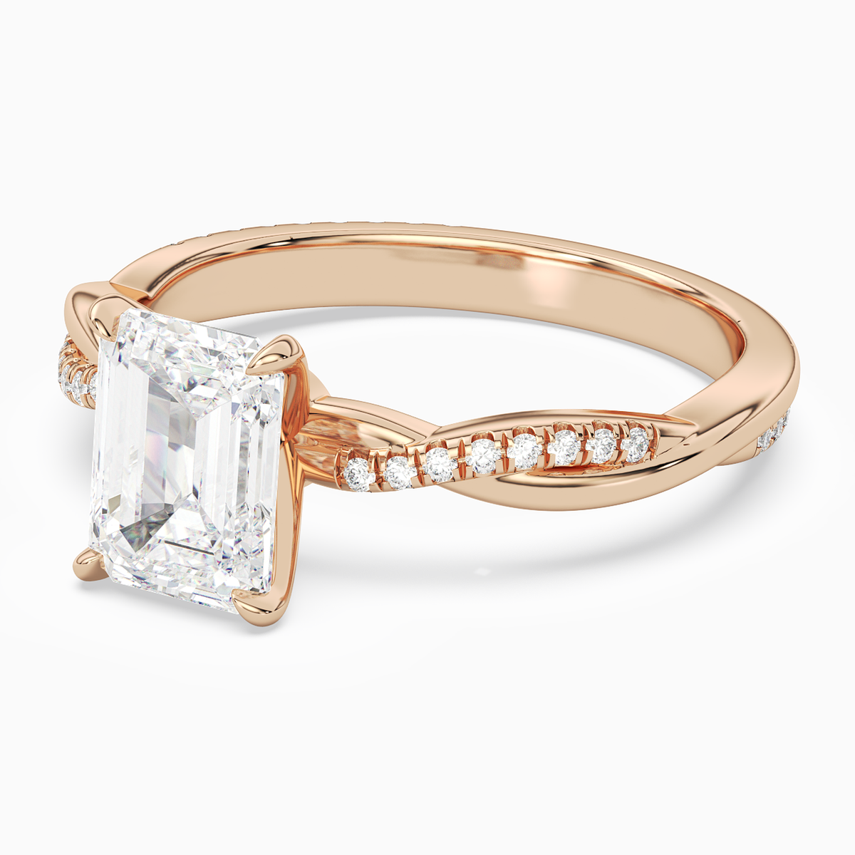 Emerald Twisted Vine Accented in 14K Rose Gold top angle