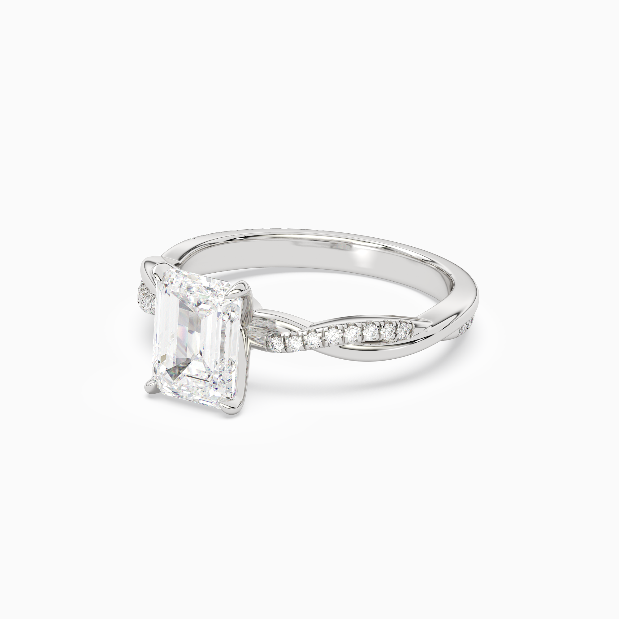 Emerald Twisted Vine Accented in 18K White Gold top angle