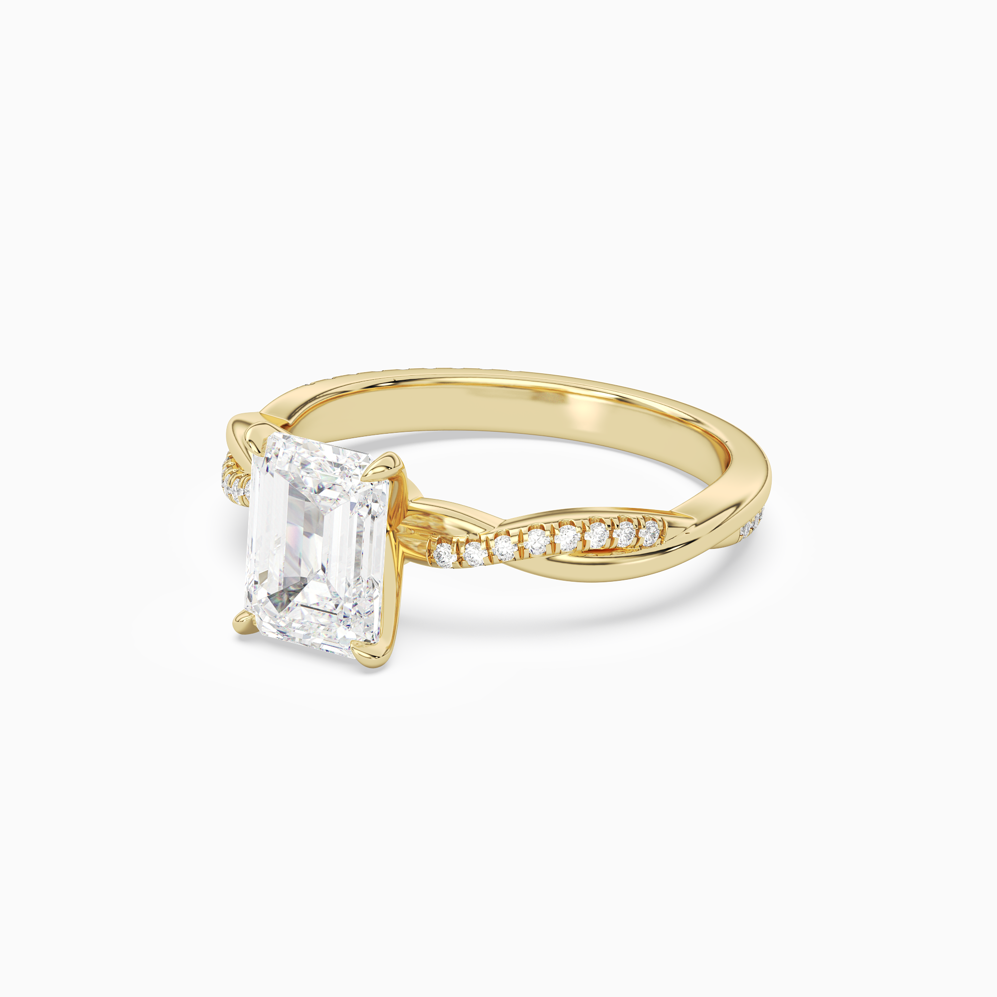 Emerald Twisted Vine Accented in 18K Yellow Gold top angle