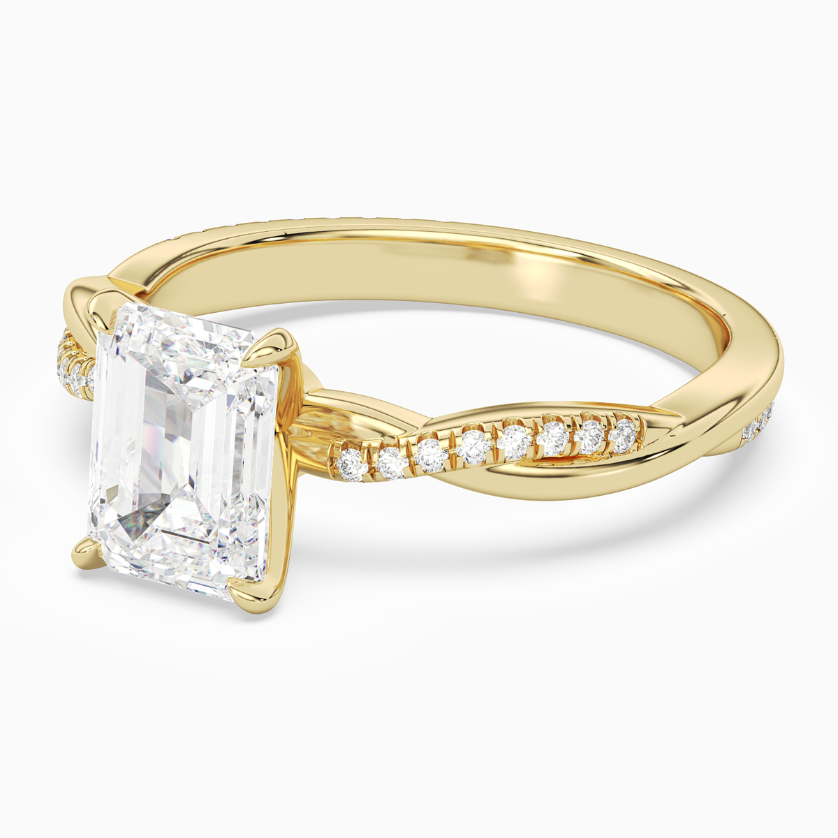 Emerald Twisted Vine Accented in 18K Yellow Gold top angle