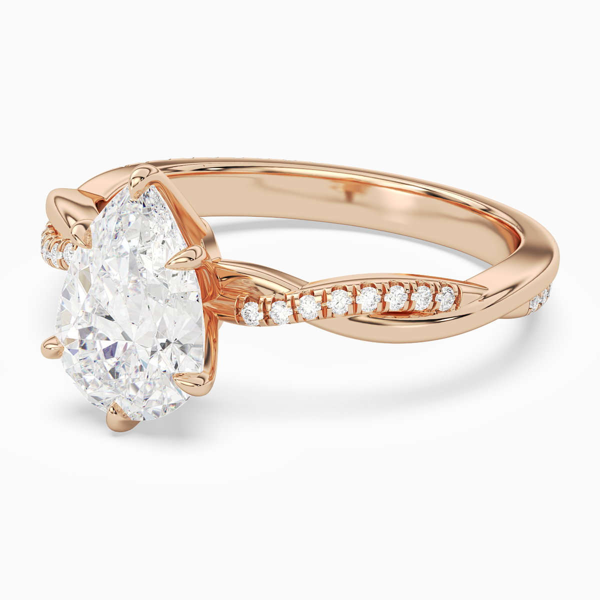 Pear Twisted Vine Accented in 14K Rose Gold top angle