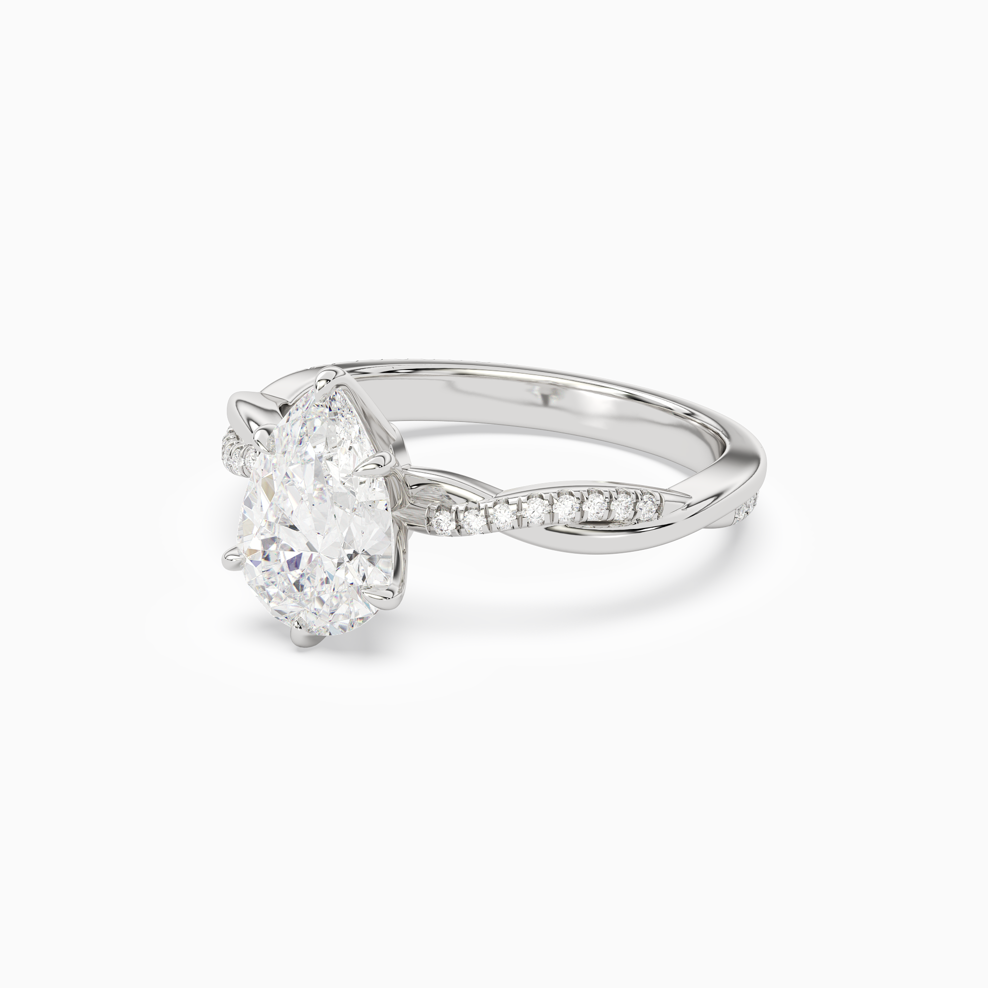 Pear Twisted Vine Accented in 14K White Gold top angle
