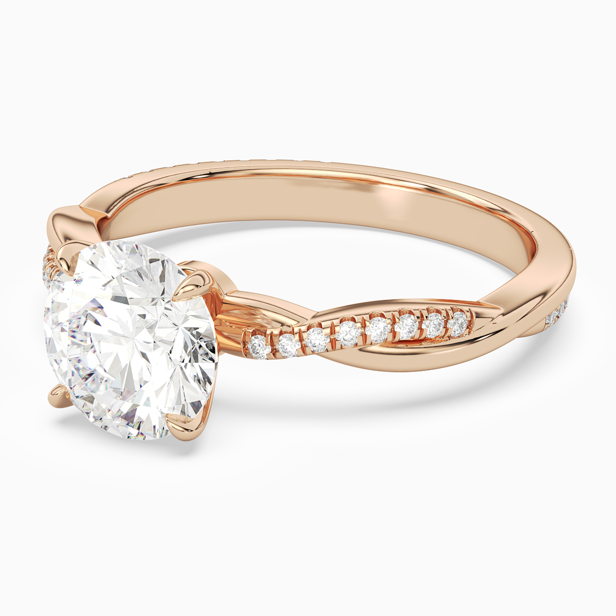 Round Twisted Vine Accented in 14K Rose Gold top angle