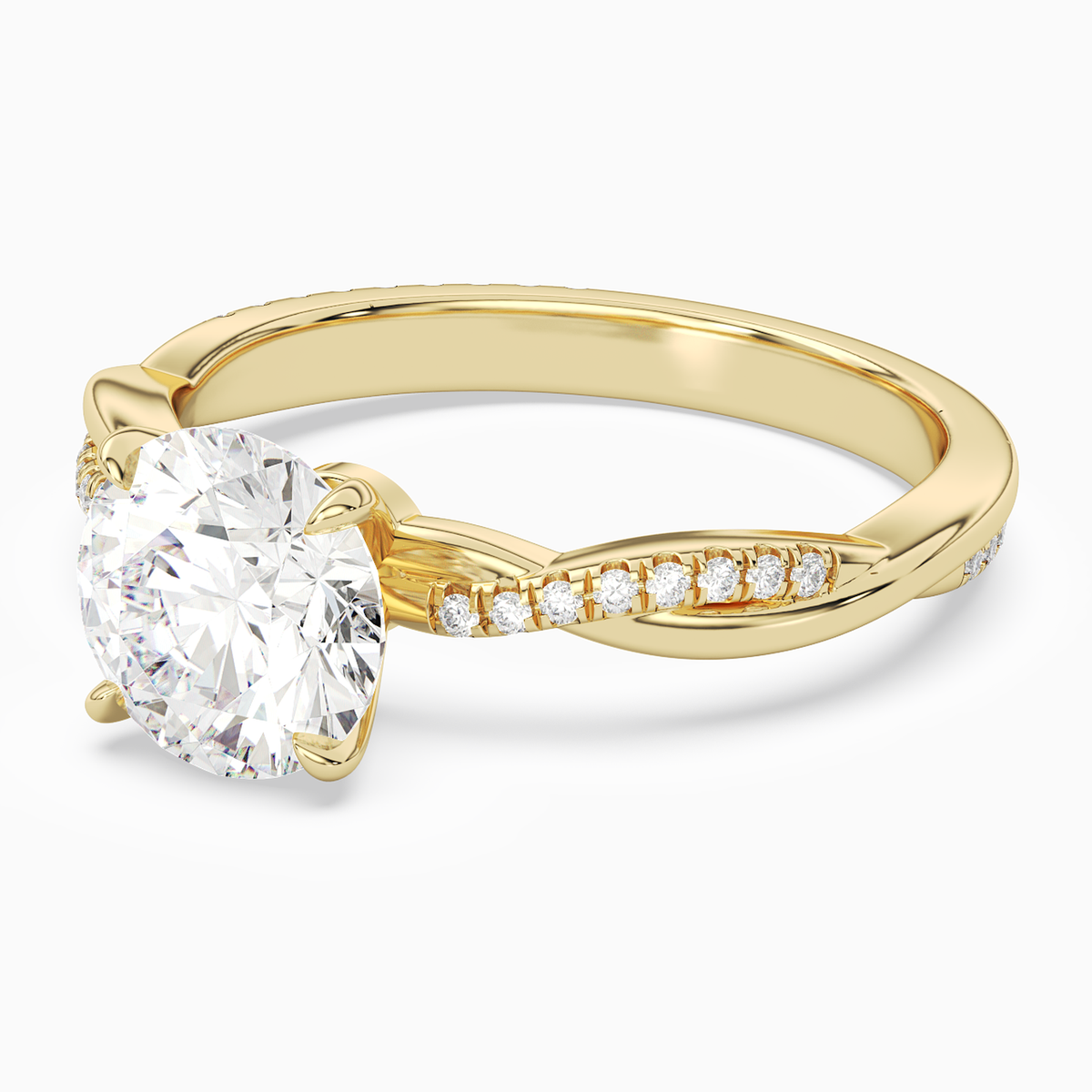 Round Twisted Vine Accented in 14K Yellow Gold top angle