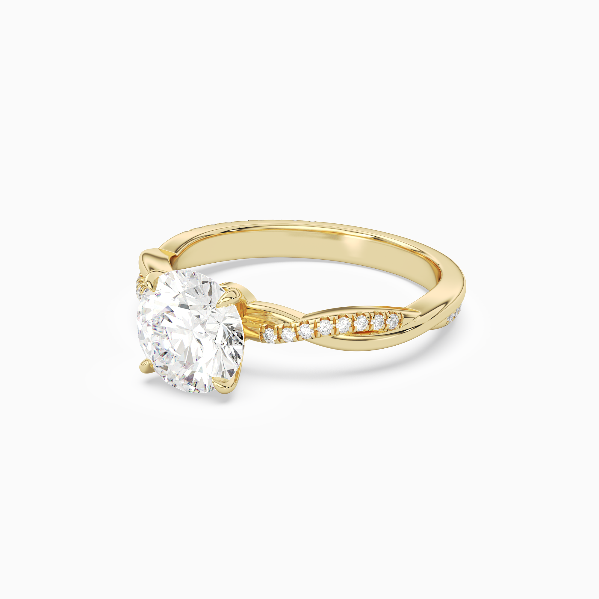 Round Twisted Vine Accented in 18K Yellow Gold top angle