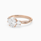 Oval Twisted Vine Three Stone in 14K Rose Gold top angle