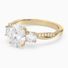 Oval Twisted Vine Three Stone in 14K Yellow Gold top angle