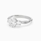 Oval Twisted Vine Three Stone in 18K White Gold top angle