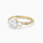 Oval Twisted Vine Three Stone in 18K Yellow Gold top angle