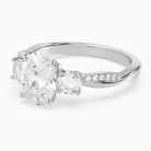 Oval Twisted Vine Three Stone in Platinum top angle