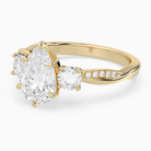 Pear Twisted Vine Three Stone in 14K Yellow Gold top angle